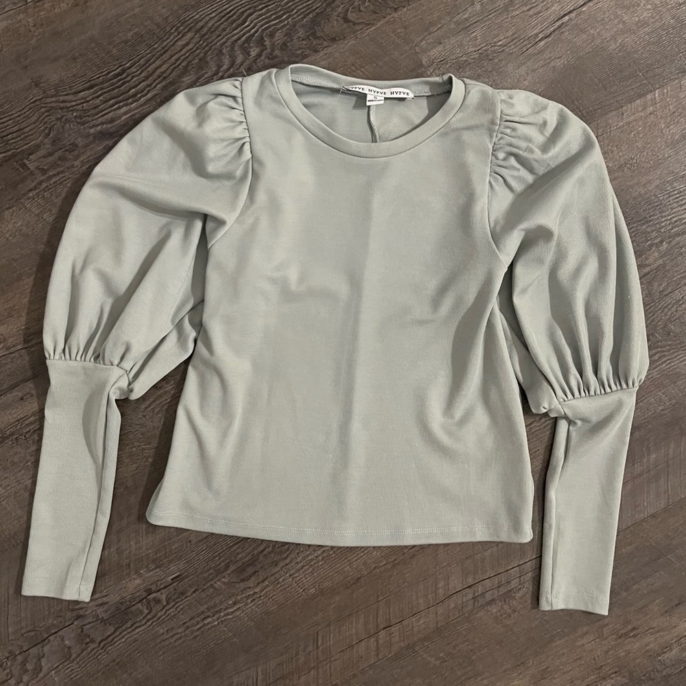 Green/blue mint colored shirt in a size small. The brand is HYFVE.